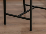 3 Pcs Table Stool Set Industrial Design w/ Metal Frame Oak Tone MDF Panels Minimal Compact Beautiful T3398P328345