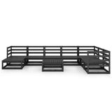9 Piece Garden Lounge Set Black Solid Pinewood 3075723