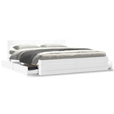 Bed Frame with Drawer 2 pcs White 193 x 203 cm Engineered Wood 3402859