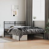Metal Bed Frame without Mattress with Headboard Black 140x200cm 373692