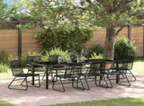 Garden Dining Set 9 pcs Black Powder-Coated Steel 3379176