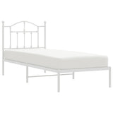 Metal Bed Frame without Mattress with Headboard White 90x190cm 353480