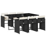 Garden Dining Set Black PE rattan 7 Piece Set Foldable 3211086