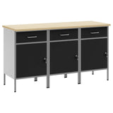 Work Cabinet with Drawer 3 pcs Black and Grey 150 x 55 x 85 cm 3321366