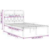Metal Bed Frame without Mattress with Headboard White 120x190cm 377163