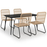 5 Piece Outdoor Dining Set Poly Rattan and Glass 3060233