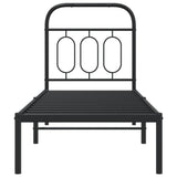 Metal Bed Frame without Mattress with Headboard Black 75x190cm 377107