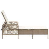 Sun Lounger Beige and Cream White 55 x 200 x 92 cm Poly Rattan 365429