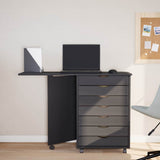 Rolling Cabinet with Desk MOSS Grey Solid Wood Pine 355902