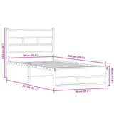 Metal Bed Frame without Mattress Smoked Oak 90x200 cm 4017211