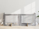 Dog Gate with Stands 4 pcs Grey Sonoma 80 x 80 cm 892082