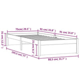 Bed Frame without Mattress Black Solid Wood 75x190 cm Small Single 814913