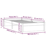 Bed Frame without Mattress Grey Solid Wood 75x190 cm Small Single Small Single 814911