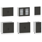 ZNTS 7 Piece Kitchen Cabinet Set Kalmar Black Engineered Wood 3314732