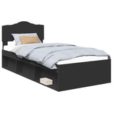 Bed Frame with Headboard Black 100 x 200 cm Solid Pine Wood 3412935