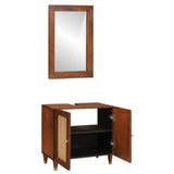 Bathroom Cabinet 2 pcs Black and Gold Solid Mango Wood 3310171