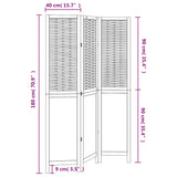 Room Divider 3 Panels Dark Brown Solid Wood Paulownia 358702