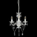 Chandelier with Beads White Round 3 x E14 281596