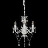 Chandelier with Beads White Round 3 x E14 281596