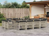 13 Piece Garden Dining Set with Cushions Light Grey Poly Rattan 3210863
