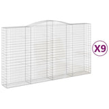 Arched Gabion Baskets 9 pcs 400x50x220/240 cm Galvanised Iron 3147081