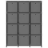 12-Cube Display Shelf with Boxes Grey 103x30x141 cm Fabric 322617
