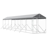 Outdoor Dog Kennel with Roof Silver 2x14x2.5 m Galvanised Steel 3190485