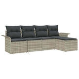 Outdoor Sofa with Cushion 5 pcs Light Grey Poly Rattan 3345322