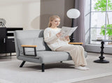 4-in-1 Velvet-Feel Double Sofa Bed, with Pillows - Light Grey T3398P328347