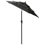 3-Tier Garden Parasol with Aluminium Pole Black 2 m 313858