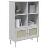 Bookcase SENJA Rattan Look White 90x35x130 cm Solid Wood Pine 358062