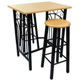 Bar Table and Stool Set 3 Pieces Wood and Steel 275403