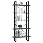 5-Tier Book Cabinet Grey 80x30x175 cm Engineered Wood 3081990