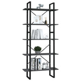 5-Tier Book Cabinet Grey 80x30x175 cm Engineered Wood 3081990