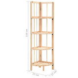 Corner Shelf Beige Solid cedar wood 27 x 27 x 110 cm Foldable 246435