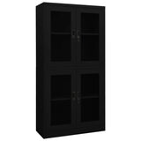 Office Cabinet Black 90x40x180 cm Steel and Tempered Glass 335940