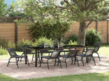 Garden Dining Set 9 pcs Black Powder-Coated Steel 3379386