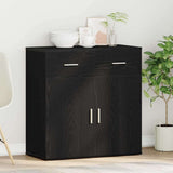 Sideboard with Drawer Black Oak 78 x 38 x 80 cm Engineered Wood 871677