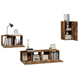 4 Piece TV Cabinet Set Smoked Oak Engineered Wood 3120260