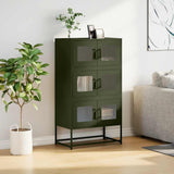 ZNTS Highboard Olive Green 68x39x123 cm Steel 853354