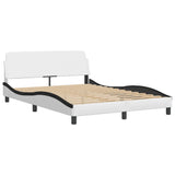 Bed Frame with LED without Mattress "Hvar" White and Black 140x190 cm 3213933