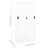 Office Cabinet with Sliding Door White 90x40x180 cm Steel 335958