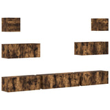 7 Piece TV Cabinet Set Smoked Oak Engineered Wood 3114547