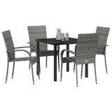 Garden Dining Set 5 pcs Grey Powder-Coated Steel 3379409