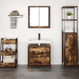 2 Piece Bathroom Furniture Set Smoked Oak Engineered Wood 3328366