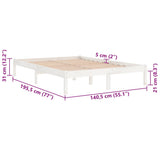 Bed Frame without Mattress White Solid Wood Double 809993