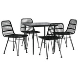 5 Piece Garden Dining Set Black Poly Rattan 3157881