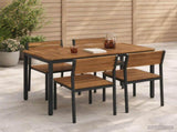 Garden Dinner Table Natural and Black 108.5 x 55 x 75 cm 901313