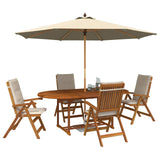 Outdoor Dining Set with Parasol 6 pcs Cream White 3438542