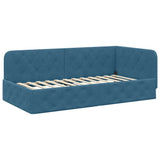 Corner Bed Frame with Headboard Blue 90 x 200 cm Velvet 42016532